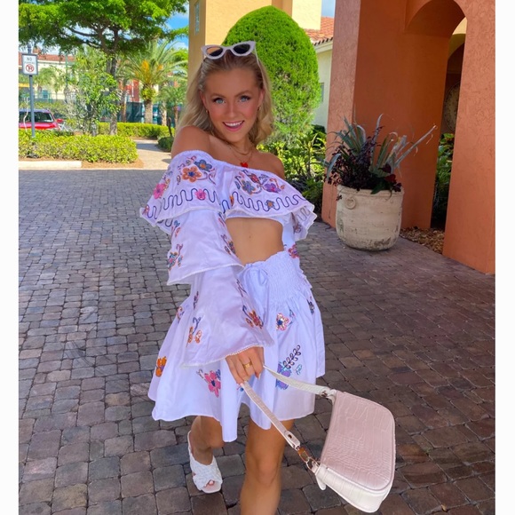 Sequin White Ruffle Two Piece Set - Picture 3 of 6